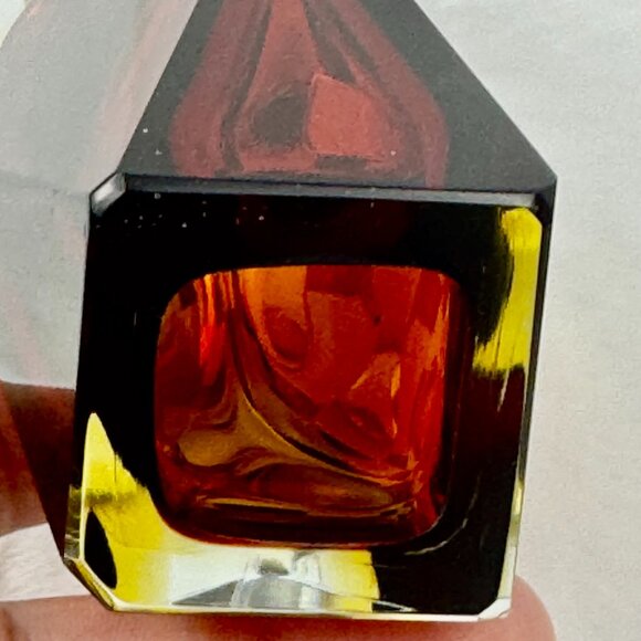 Faceted Mandruzzato Murano Sommerso 6.75" Glass Vase by Flavio Poli for Seguso - Picture 12 of 16